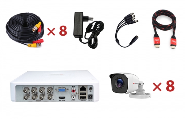 Комплект видеонаблюдения HIWATCH для частного дома и дачи (8 HD видеокамер) 1 мегапиксель